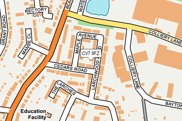 CV7 9FZ map - OS OpenMap – Local (Ordnance Survey)