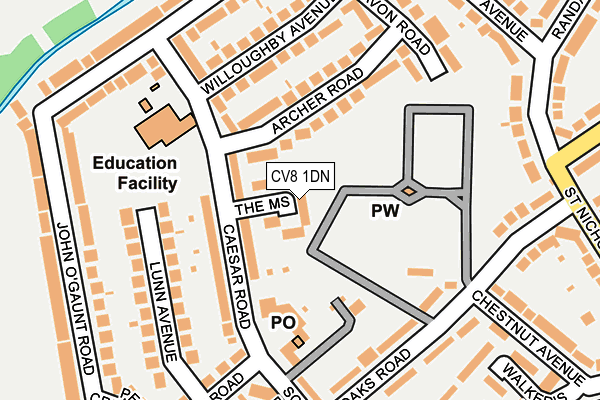 CV8 1DN map - OS OpenMap – Local (Ordnance Survey)