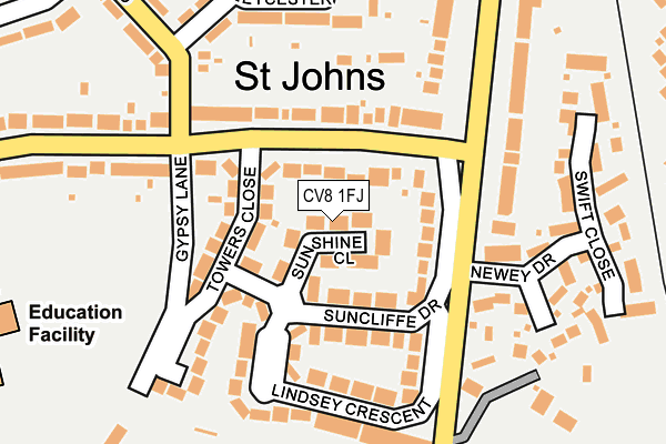 CV8 1FJ map - OS OpenMap – Local (Ordnance Survey)