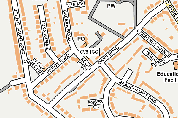 CV8 1GG map - OS OpenMap – Local (Ordnance Survey)