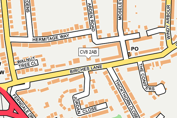 CV8 2AB map - OS OpenMap – Local (Ordnance Survey)