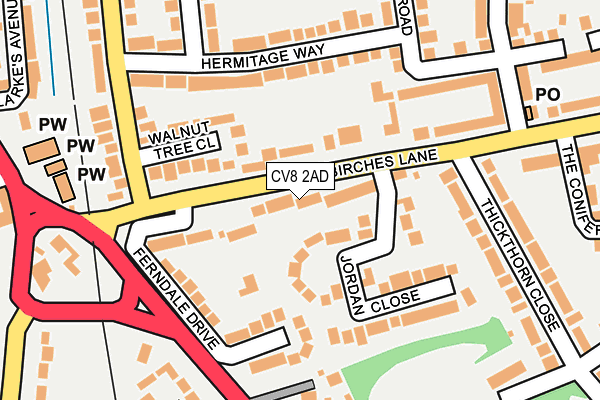 CV8 2AD map - OS OpenMap – Local (Ordnance Survey)