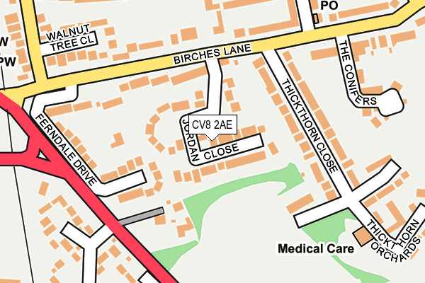 CV8 2AE map - OS OpenMap – Local (Ordnance Survey)