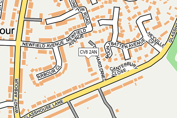 CV8 2AN map - OS OpenMap – Local (Ordnance Survey)