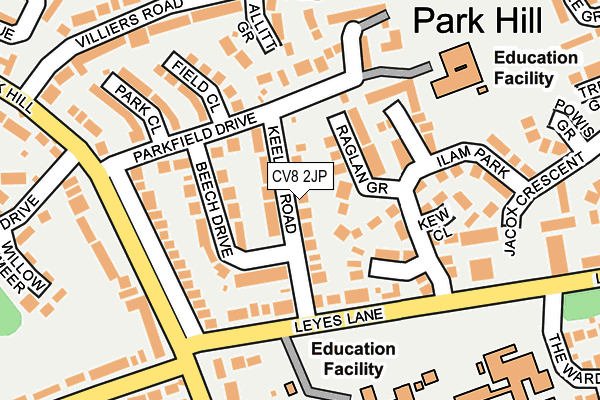 CV8 2JP map - OS OpenMap – Local (Ordnance Survey)