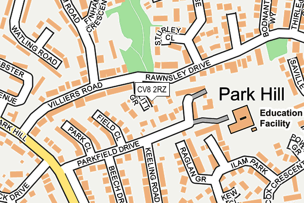 CV8 2RZ map - OS OpenMap – Local (Ordnance Survey)