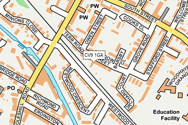 CV9 1GA map - OS OpenMap – Local (Ordnance Survey)