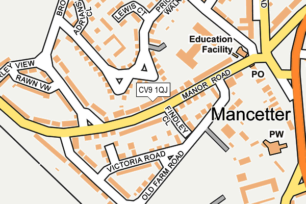 CV9 1QJ map - OS OpenMap – Local (Ordnance Survey)