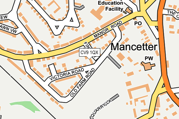 CV9 1QX map - OS OpenMap – Local (Ordnance Survey)