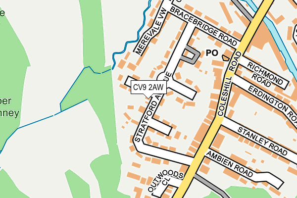 CV9 2AW map - OS OpenMap – Local (Ordnance Survey)