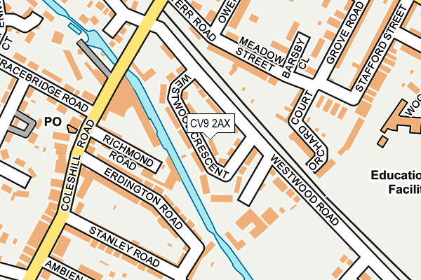 CV9 2AX map - OS OpenMap – Local (Ordnance Survey)