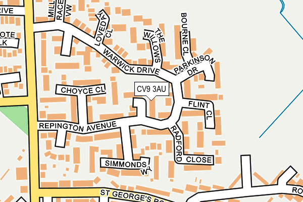 CV9 3AU map - OS OpenMap – Local (Ordnance Survey)