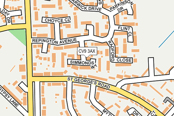 CV9 3AX map - OS OpenMap – Local (Ordnance Survey)
