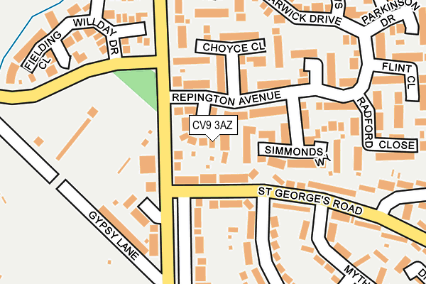CV9 3AZ map - OS OpenMap – Local (Ordnance Survey)