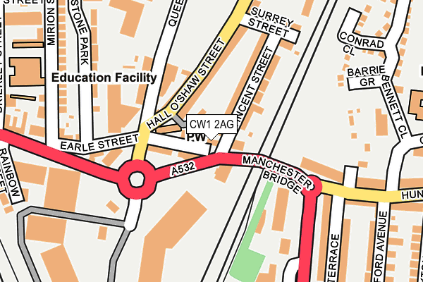 CW1 2AG map - OS OpenMap – Local (Ordnance Survey)