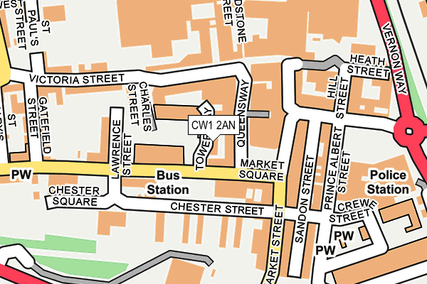 CW1 2AN map - OS OpenMap – Local (Ordnance Survey)