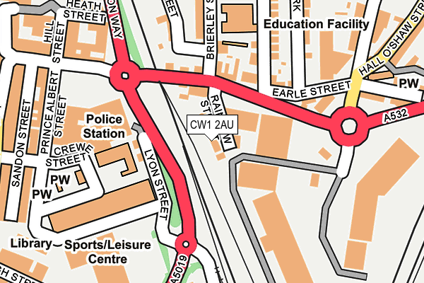 CW1 2AU map - OS OpenMap – Local (Ordnance Survey)