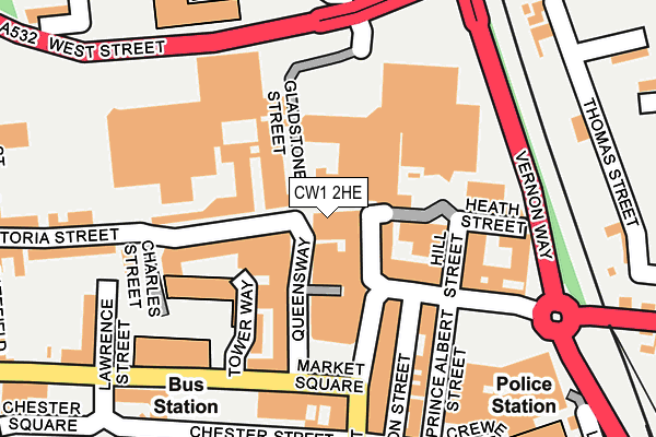 CW1 2HE map - OS OpenMap – Local (Ordnance Survey)