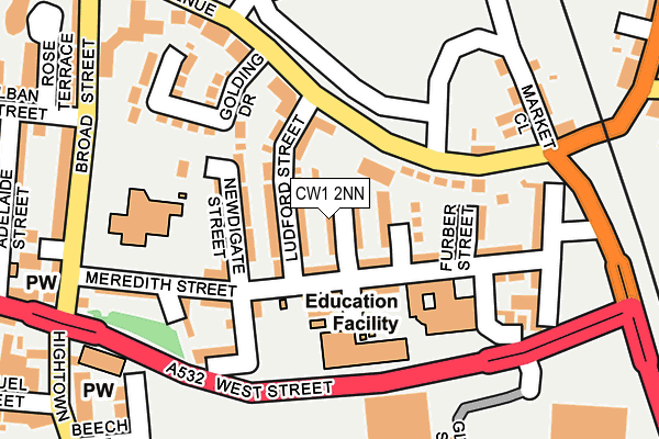 CW1 2NN map - OS OpenMap – Local (Ordnance Survey)