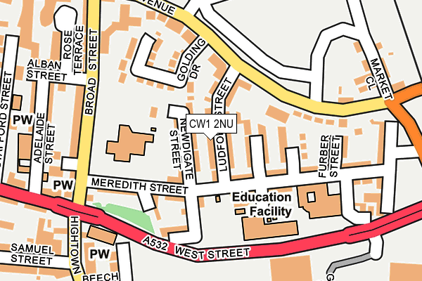 CW1 2NU map - OS OpenMap – Local (Ordnance Survey)