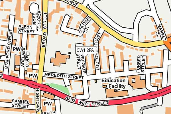 CW1 2PA map - OS OpenMap – Local (Ordnance Survey)