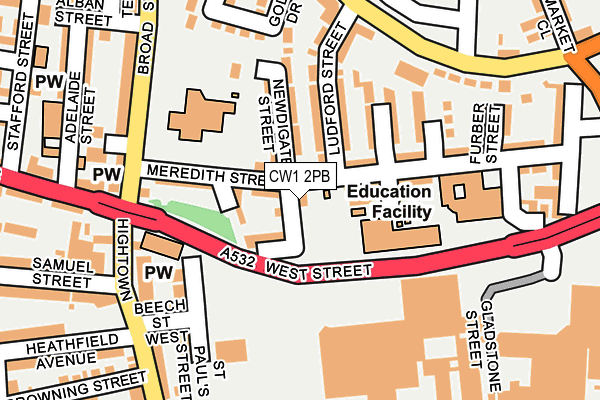 CW1 2PB map - OS OpenMap – Local (Ordnance Survey)