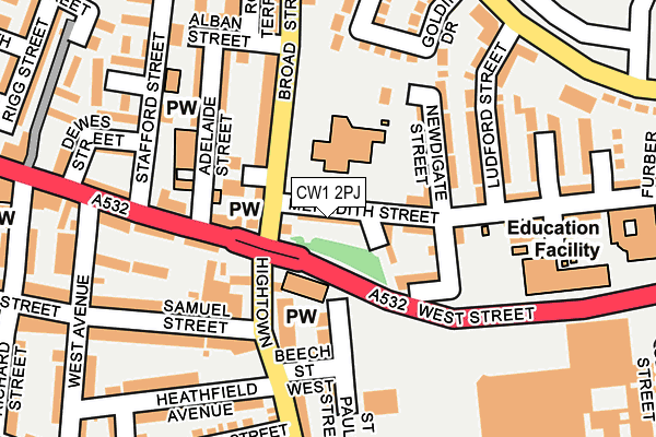 CW1 2PJ map - OS OpenMap – Local (Ordnance Survey)