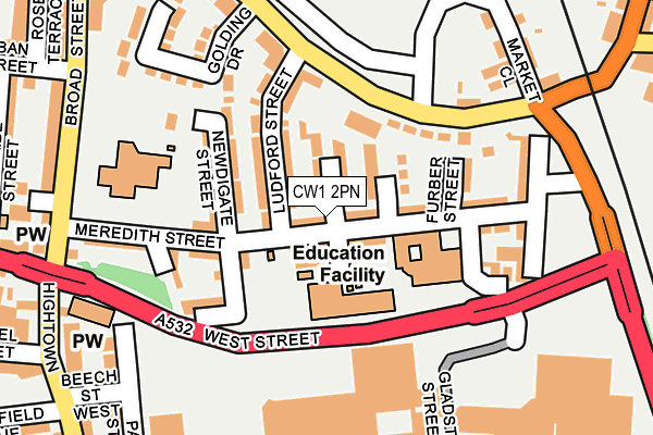 CW1 2PN map - OS OpenMap – Local (Ordnance Survey)