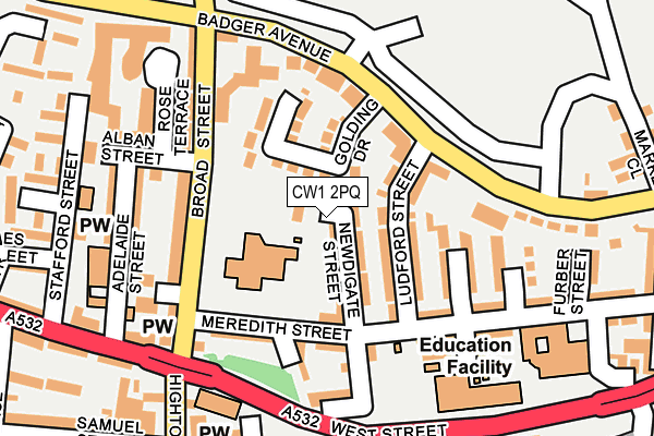 CW1 2PQ map - OS OpenMap – Local (Ordnance Survey)