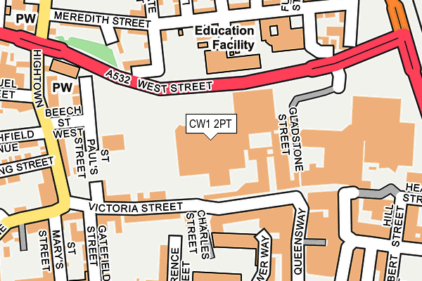 CW1 2PT map - OS OpenMap – Local (Ordnance Survey)