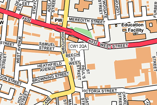 CW1 2QA map - OS OpenMap – Local (Ordnance Survey)