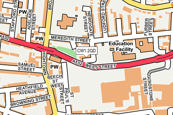 CW1 2QD map - OS OpenMap – Local (Ordnance Survey)