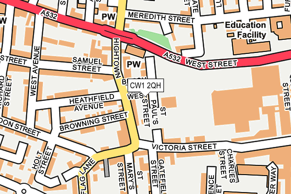 CW1 2QH map - OS OpenMap – Local (Ordnance Survey)