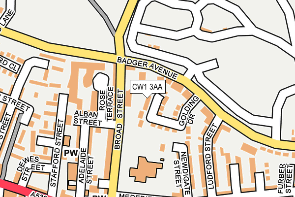 CW1 3AA map - OS OpenMap – Local (Ordnance Survey)