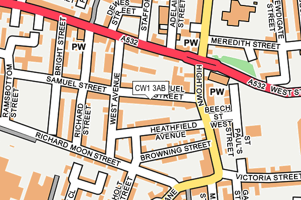 CW1 3AB map - OS OpenMap – Local (Ordnance Survey)