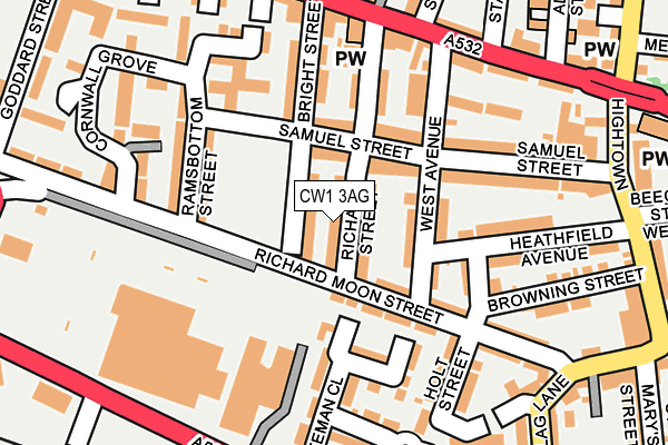 CW1 3AG map - OS OpenMap – Local (Ordnance Survey)