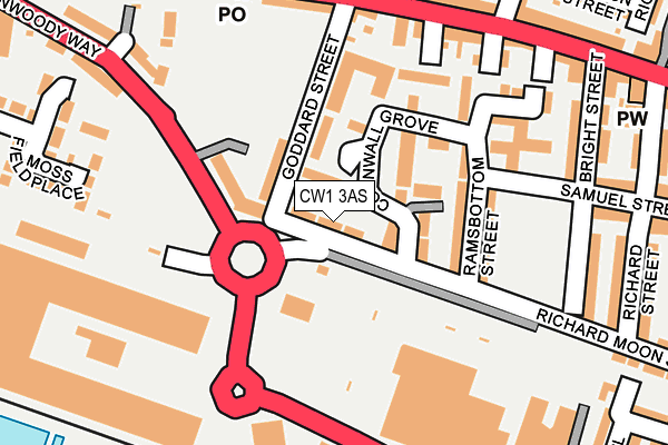 CW1 3AS map - OS OpenMap – Local (Ordnance Survey)