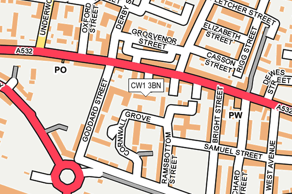 CW1 3BN map - OS OpenMap – Local (Ordnance Survey)