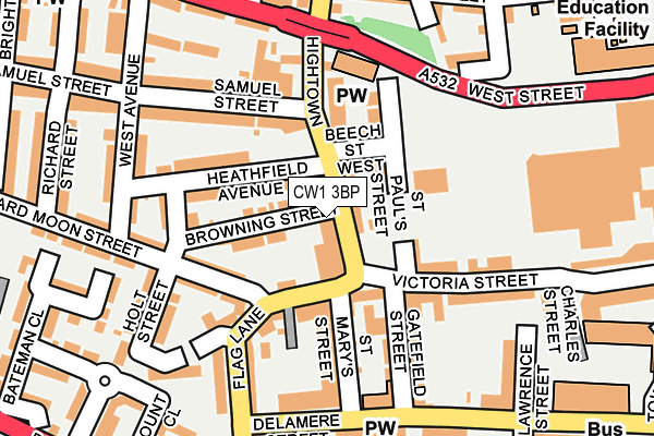 CW1 3BP map - OS OpenMap – Local (Ordnance Survey)