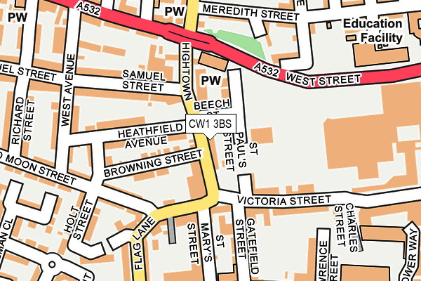 CW1 3BS map - OS OpenMap – Local (Ordnance Survey)