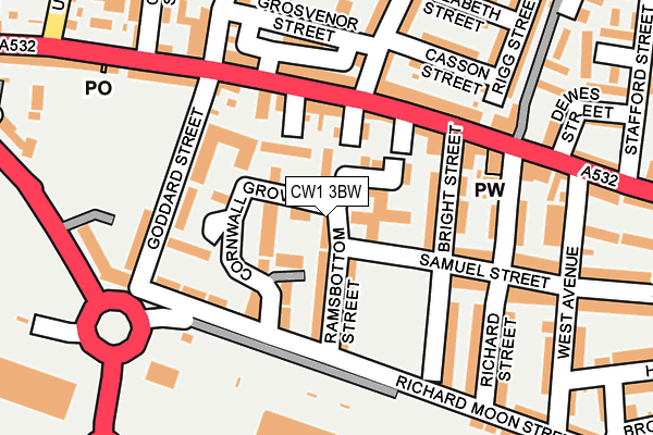 CW1 3BW map - OS OpenMap – Local (Ordnance Survey)