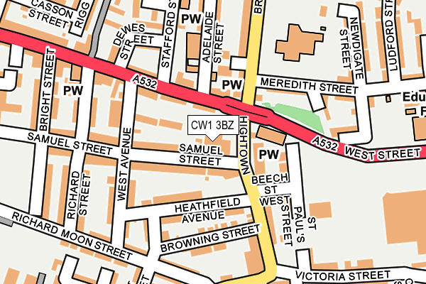 CW1 3BZ map - OS OpenMap – Local (Ordnance Survey)
