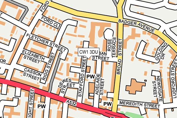 CW1 3DU map - OS OpenMap – Local (Ordnance Survey)