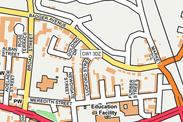 CW1 3DZ map - OS OpenMap – Local (Ordnance Survey)