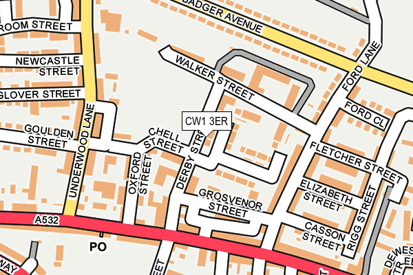 CW1 3ER map - OS OpenMap – Local (Ordnance Survey)