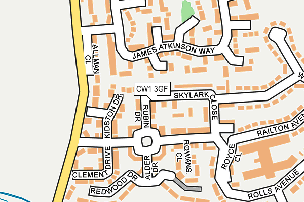 CW1 3GF map - OS OpenMap – Local (Ordnance Survey)