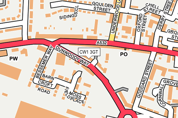 CW1 3GT map - OS OpenMap – Local (Ordnance Survey)