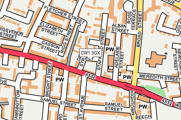 CW1 3GX map - OS OpenMap – Local (Ordnance Survey)