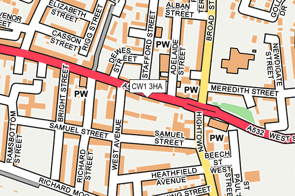 CW1 3HA map - OS OpenMap – Local (Ordnance Survey)