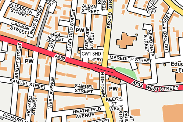 CW1 3HD map - OS OpenMap – Local (Ordnance Survey)